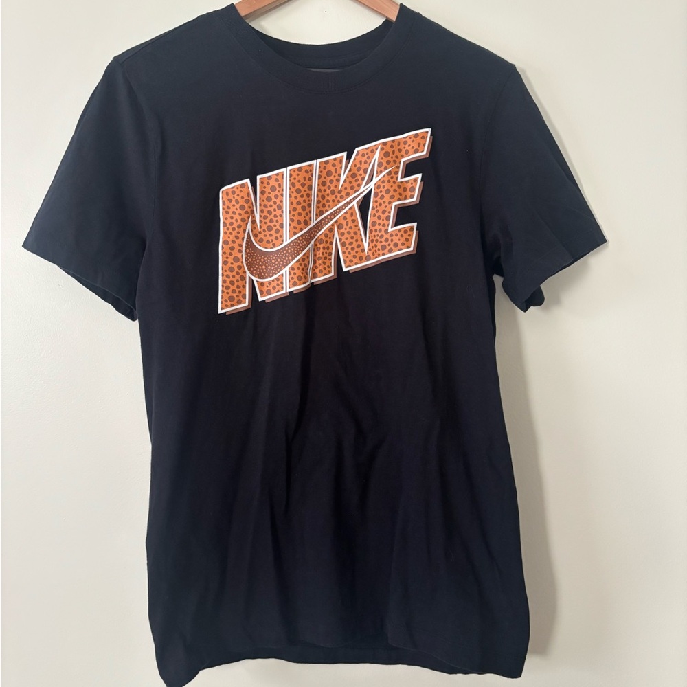 Nike Black T-Shirt with Orange Logo